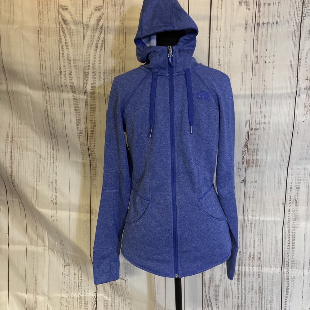 North Face Hoodie Women S Purple Full Zip Pockets Jacket Athleisure Thumb Holes